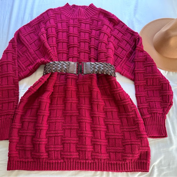 VINTAGE OVERSIZED PINK 1980S KNIT SWEATER XL - Picture 11 of 11